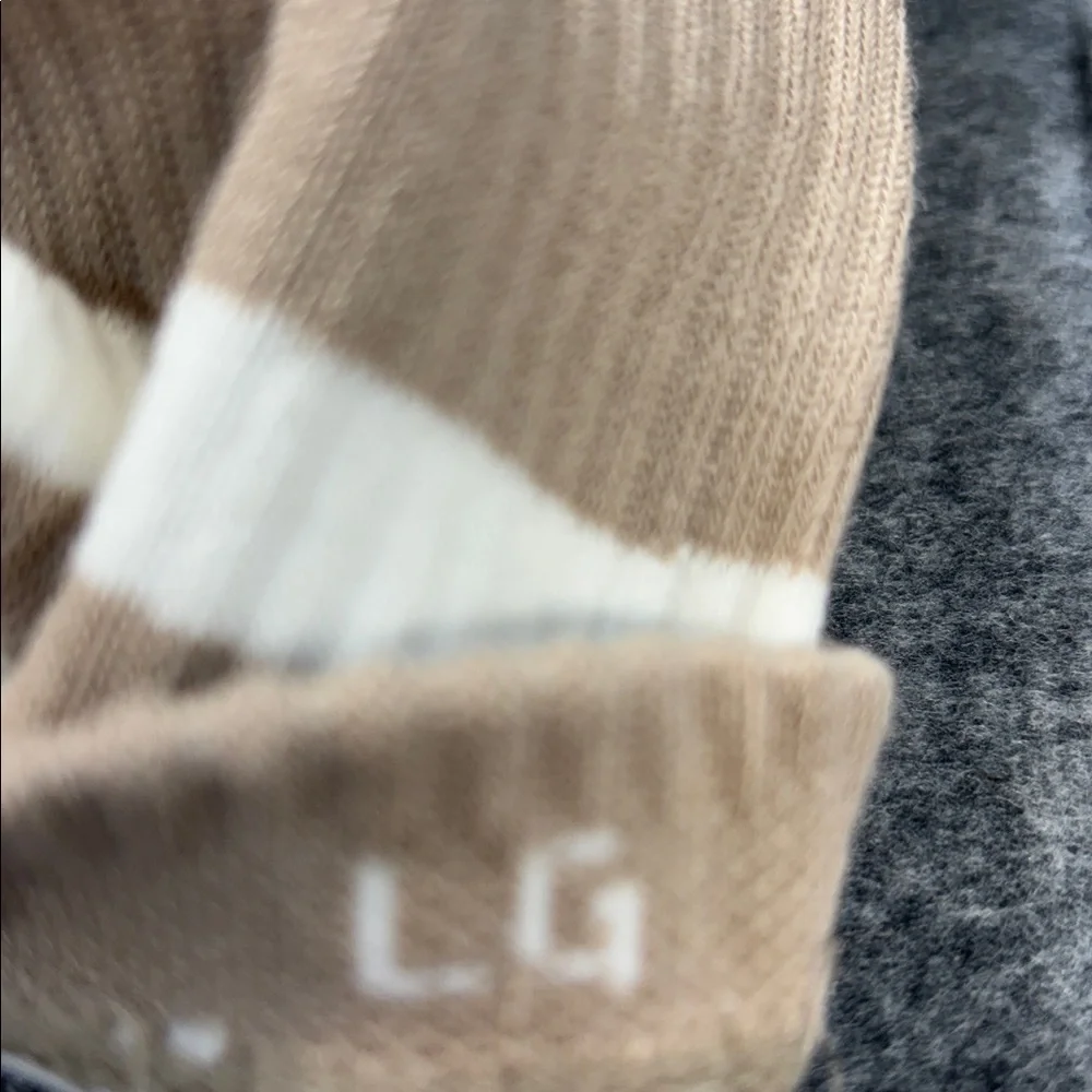 Bombas natural vintage stripes Beige Ribbed   Socks with White Stripes L